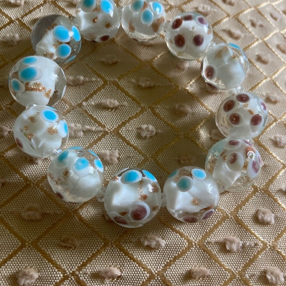 NWT Painted Bead Crystal Glass Necklace  & Matching Bracelet - Picture 4 of 6